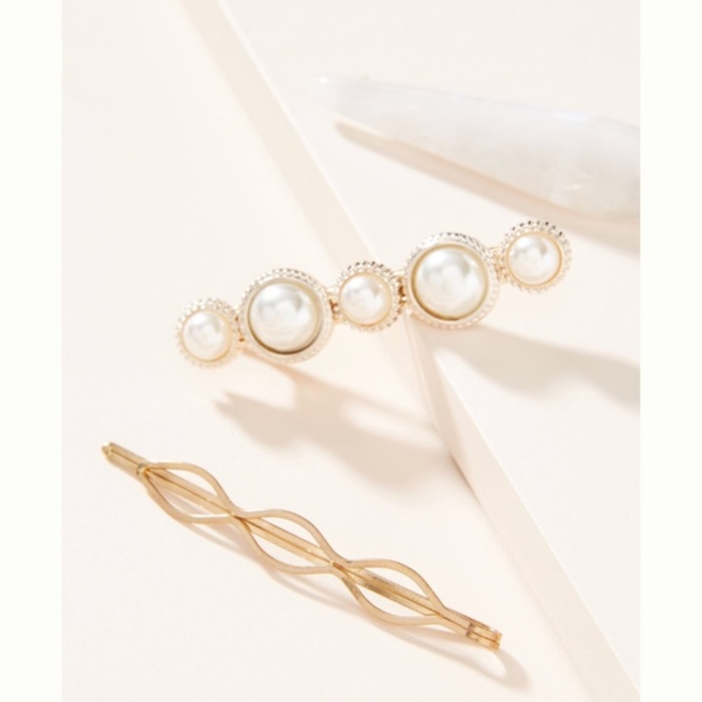 Anthropologie Pearl Barrette Set